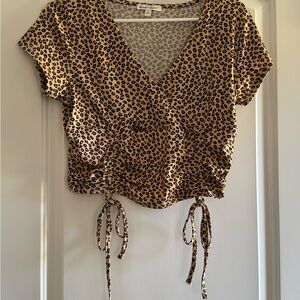 Derek Heart Leopard Print Crop Top